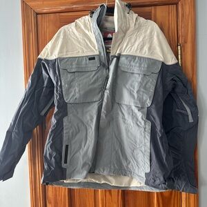 Women’s Gray and Cream snow jacket and snow pants